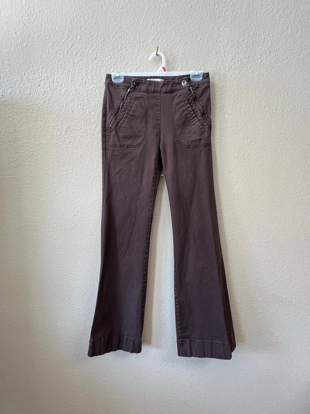 Y2K BCBGeneration brown front flap flared pants size 4